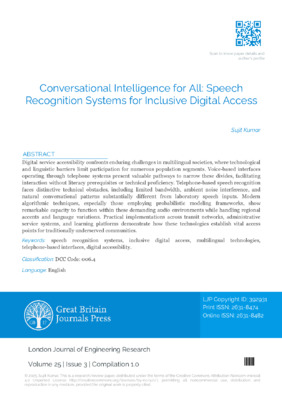 Conversational Intelligence for All: Speech Recognition Systems for Inclusive Digital Access