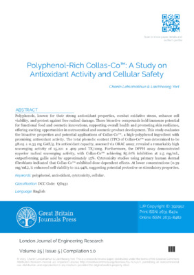 Polyphenol-Rich Collas-Coe a Study on Antioxidant Activity and Cellular Safety