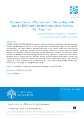 Canine Chronic Inflammatory Enteropathy with Special Reference to Immunological Markers for Diagnosis