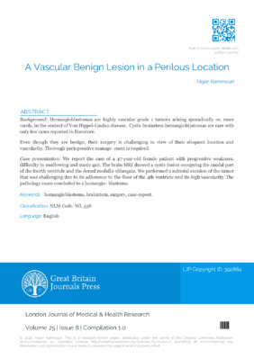 A Vascular Benign Lesion in a Perilous Location