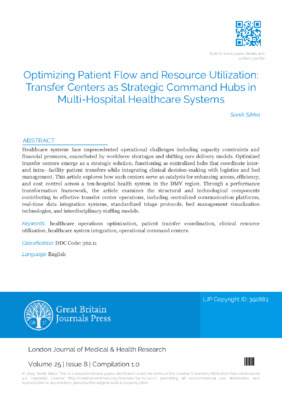 Optimizing Patient Flow and Resource Utilization: Transfer Centers as Strategic Command Hubs in Multi-Hospital Healthcare Systems