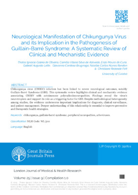 Neurological Manifestation of Chikungunya Virus and its Implication in the Pathogenesis of Guillain-Barr頓yndrome: A Systematic Review of Clinical and Mechanistic Evidence