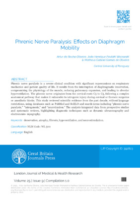Phrenic Nerve Paralysis: Effects on Diaphragm Mobility