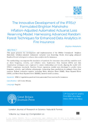 The Innovative Development of the IFRS17 Formulated Brighton 