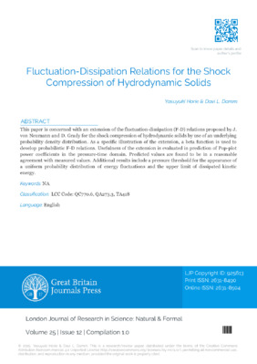 Fluctuation-Dissipation Relations for the Shock Compression of Hydrodynamic Solids