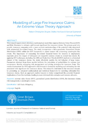 Modelling of Large Fire Insurance Claims: An Extreme Value Theory Approach