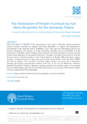 The Restoration of Modern Furniture by Karl Heinz Bergmiller for the Itamaraty Palace